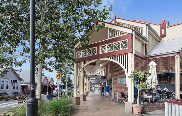 Heritage verandas and shops on Alstonville's Main Street